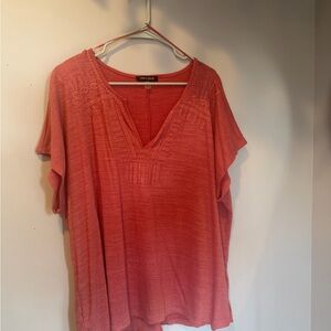 Cable & Gauge Coral V-Neck Tunic Top